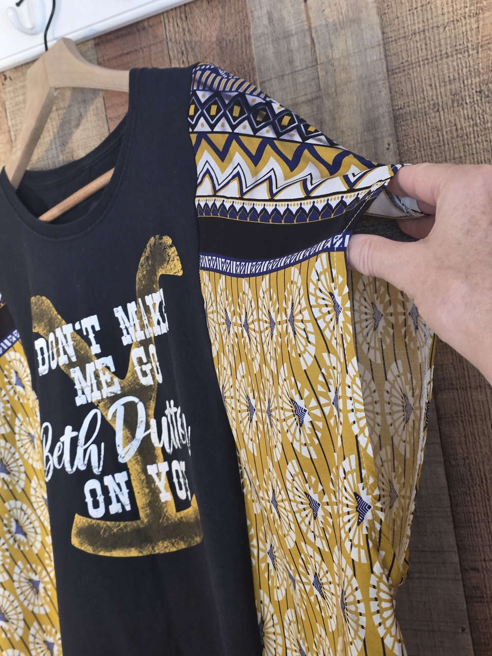 Upcycled Beth Dutton Graphic Short Sleeve Tee - Black and Mustard - Picture 5 of 6